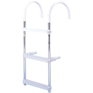 DotLine Boat Aluminum 3 Step Ladder  Folding Gunwale Hook Design, 11" Wide Hooks, Non-Marking Support Legs, 250 lb Capacity  Durable Marine Boarding Solution