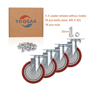 YOOGAA 5" Heavy Duty Caster Swivel Caster Wheels No Noise 360 Degree Rotation Plate Caster with Screw Total Capacity 1500lbs Set of 4 Without Brake