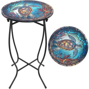 Round Side Table, 21 Inch Tall Side Table for Flower Pots Vase Home Decor, Weather Resistant Patio Table Plant Stand for Indoor Outdoor Use, Easy Assemble