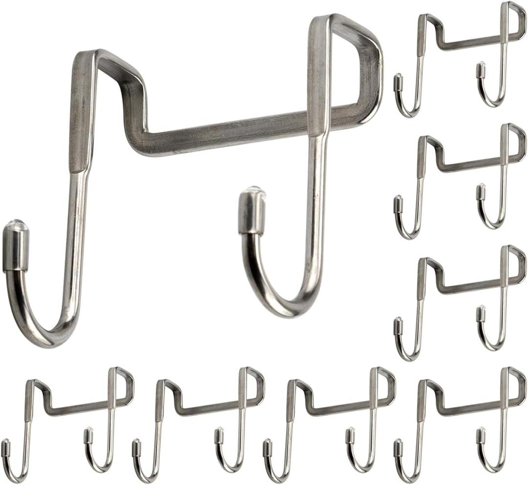 8 Pcs Double S Shaped Over Cabinet Hook Metal Over Door Hooks for Kitchen Bathroom Closet - Hanging Utensils Towels Clothes Drawer Hanger