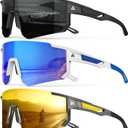 Polarized Sports Sunglasses for Men Women, UV400 Protection Mens Sunglasses Wrap Around Sun Glasses for Cycling Running