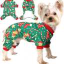 Dog Christmas Pajamas for Small Dogs, Winter Chihuahua Yorkie Doggy Pajamas Christmas Doggie Clothes, Soft Velvet Doggy Pjs Pet Clothes Puppy Outfits Jumpsuits, New Year Dog ApparelGreenM (Medium)