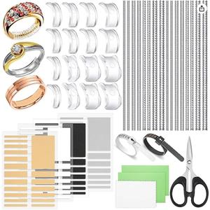 TUMPETYRing Size Adjuster Kit for Women & Men Includes Invisible Spacer, Silicone Tightener, Fastener clasp, Measuring Tool (Transparent-Totals 122 pieces)