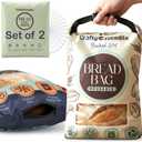 Reusable Bread Bags for Homemade Bread - 2 Pack Food Grade Storage for Sourdough Bread with Transparent Window, Date Area, Ventilation Hole to Keep Fresh - Loaf Keeper for Bakers - Washable (Blue)