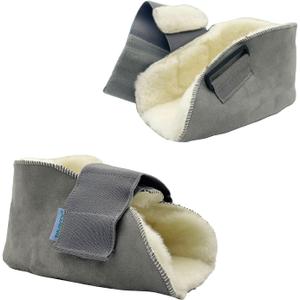 1 Pair Heel Protectors for Pressure Sores Australian Sheepskin Soft Breathable Adjustable Easy Fixed | Prevention Pain Ulcer Promote Rehabilitation(W6-13 / M 5-13) Grey