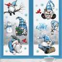 Yovkky Hello Winter Gnome Window Clings 9 Sheets, Snowman Cardinal Red Birds Christmas Tree Stickers Decals Decor, Pine Branch Snowflakes Holiday Home Kitchen Decorations