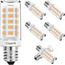 E12 LED Bulb 3000K Warm White, 4W Equivalent 40 Watt, E12 Small Base Candelabra LED Bulbs, AC120V, 400lm, Non-Dimmable, Non Flicker, T4 LED Light Bulbs for Chandelier, Ceiling Fan, 6 Pack