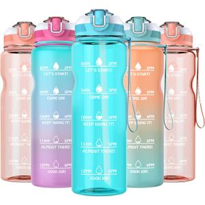 AKASO 32oz Water Bottles with Motivational Time Marker & Straw, Leakproof, Safety Lock, Tritan BPA Free, Water Jug for Fitness Gym Sports Office