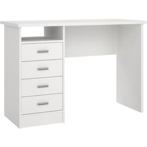 Tvilum 4-Drawer Desk, Modern White Office Writing Desk with Storage, Compact and Functional Desk for Home or Office