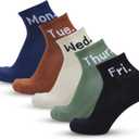 Days of the Week Socks, Ankle Socks for Men, Daily Gym Socks, Weekdays Quarter Socks, Athletic Running Breathable Sports Socks, Colorful Half Walking Socks for Daily Exercise