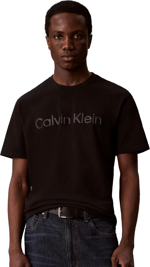 Calvin Klein Men's Relaxed Fit CK Logo Crewneck T-Shirt,  Large, Black