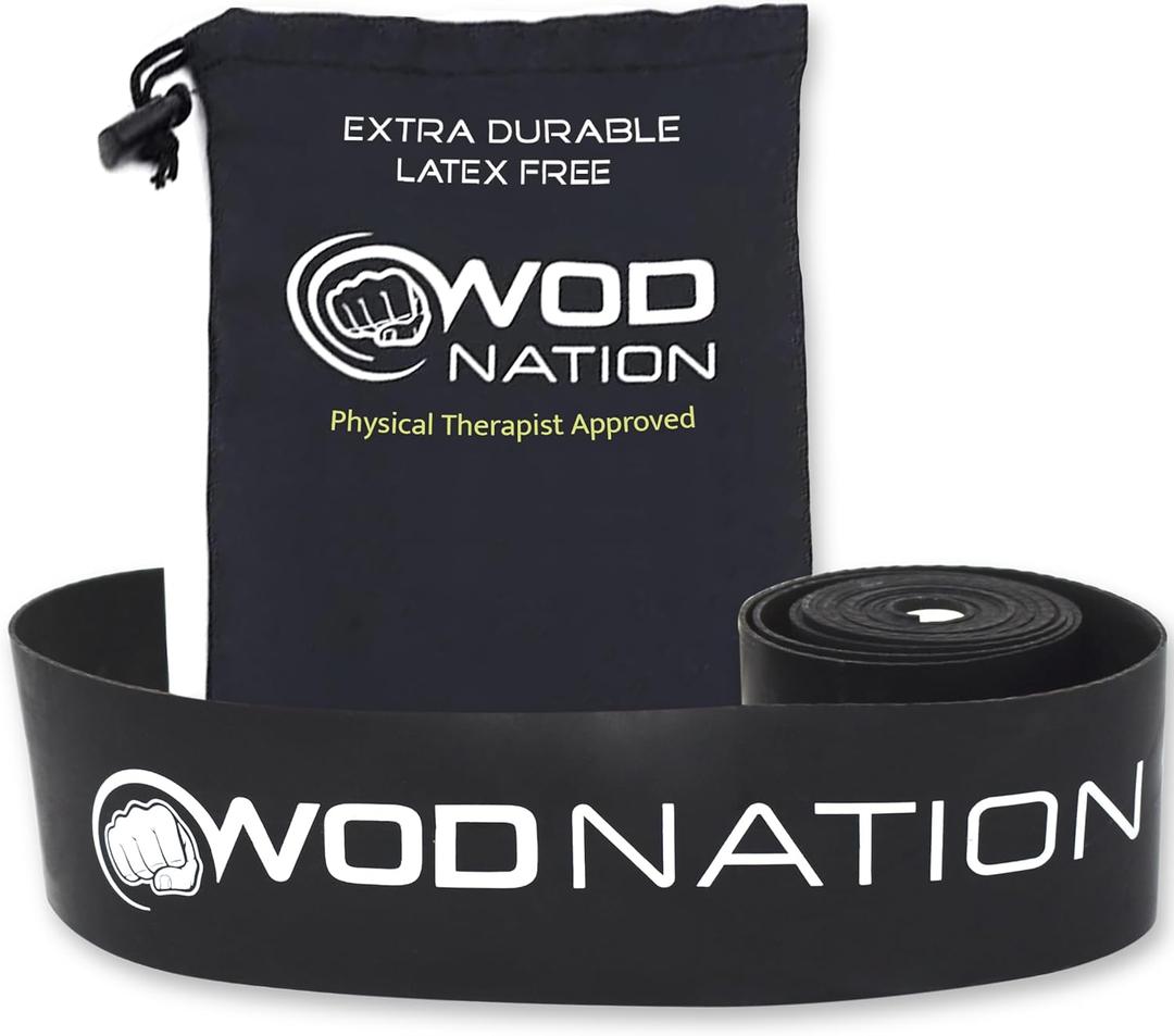 WOD Nation Muscle Floss Bands Recovery Band for Tack and Flossing Sore Muscles and Increasing Mobility : Stretch Band Includes Carrying Case (Black)
