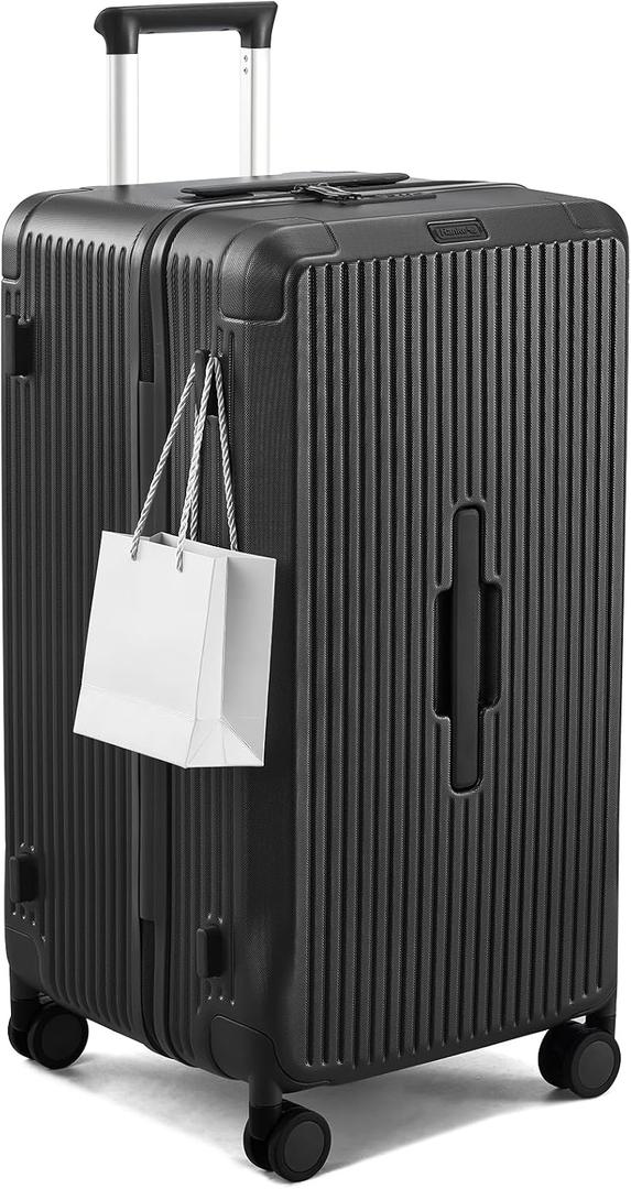 Hanke 26 Inch Large Checked Luggage, Premium PC Hard shell Suitcase with 4:6 Deep Compartment, Spinner Wheels, TSA Lock & Anti-Dirty Feet for International and Long-Distance Travel, Jet Black