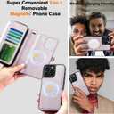 SiHPuoy Leather for Apple iPhone 15 Pro Wallet Case with Card Holder Kickstand, Phone Accessories for Woman Men Women, 2 Pack Screen Protector 2 Pack Camera Lens Cover, Rose Gold