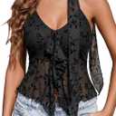Avidlove Halter Tops for Women Mesh Tank Top Sexy Camisoles Y2K Crop Top Going Out Tops Trendy Summer Tops Outfits (Black, S)
