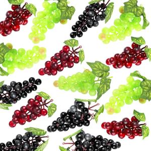 Outgeek Artificial Grapes, Artificial Grapes Mini Grape Clusters Rubber Fake Grape Bundles Decorative Grapes Hanging Ornaments for Vintage Wedding Favor Fruit Wine Decor Faux Fruit Props (9 Pack)