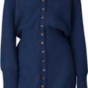 PRETTYGARDEN Sweater Dresses for Women 2026 Trendy Long Sleeve Button Down Short Mini Fall Winter Dress Small