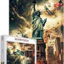 American Statue of Liberty Jigsaw Puzzles for Adults 1000 Pieces, Blast War United States Flag Art Jigsaw Puzzle DIY Craft Puzzles for Home Decoration Gifts, Family Puzzle Perfect for Game Nights