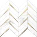 STICKGOO 10-Sheet Herringbone Tile Peel and Stick Backsplash, White Marble PVC Mixed Metal Gold Stick on Backsplash, Self Adhesive Wall Tile for Kitchen and Bathroom