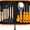 Halloween Pumpkin Carving Tools, Halloween Jack-O-Lanterns 13 Piece Professional pumpkin cutting supplies tools Kit stainless steel lengthening and thickening (White)