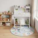 WINAZ White Kids Desk with Hutch, Height Adjustable 32" Small Study Table, 31.5"