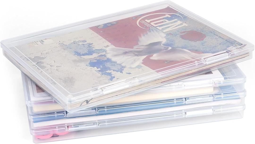 Photo Storage Box 11.5x8.5 Inch, 4 Pcs Portable Board Game Storage Container, A4 Paper Storage Box, Craft and File Organizer for Home/Office (8.5 * 11.5inch-4pcs)