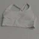 Women's Medium Support Sports Bra Criss Cross Back Strappy Yoga Bra with Removable Pads Seamless Comfort Fit (White), S