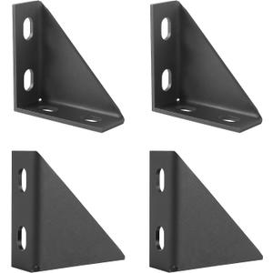 4 Pcs 90 Degree Gusseted Fittings,4 Hole Right Angle Connector Brackets, Heavy Duty Truss Angle Brackets, with 1-5/8 Channel for Industrial BuildingMounting Trailer Columns and Shelving
