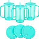 Sliner Adult Sippy Cups for Elderly 12 oz Straw Sippy Cups with 2 Handles No Spill for Adults Spill Proof Dysphagia Cup for Disabled Patients (Blue)
