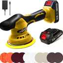 Cordless Buffer Polisher 6 inch with 2Pcs 2.0Ah Rechargeable Batteries Compatible with Makita,and 1 Adapter Charger, 6 variable speed 5500RPM cordless sander, for Car Detailing/Polishing
