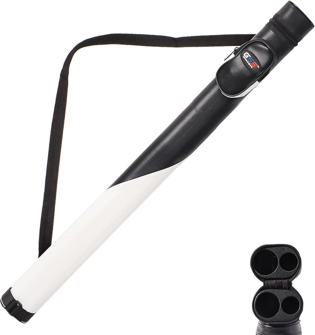 GSE Games & Sports Expert Billiard Cue Cases, 1x1 Deluxe Hard Billiard Pool Cue Stick Carrying Case, Pool Billiards Accessories  (Deluxe - Black/White)