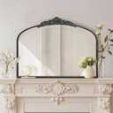 Micasso Black Large Vintage Mirror, 40"x 30" French Baroque Antique Arched Wall Mounted Mirror Decorative Ornate Entryway Mirror for Wall Decor, Living Room, Hallway