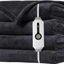 Heated Electric Throw Blanket 50 "x 60" Throw Size Cozy Flannel Fast Heating with 4 Heat Levels & 3 Hours Auto Off, Winter Comfort Sleep, Home Essentials, Dark Grey (Throw(60" x 50"), 01-dark Grey)