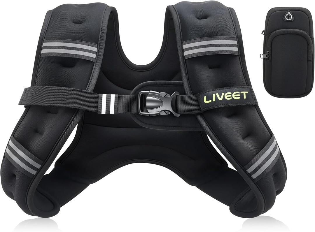 Liveet Weighted Vest, 10 lbs Weighted Vest for Women Men, Weight Vest with Reflective Strips Adjustable Buckle Straps for Walking Running Strength Training Cardio Workout