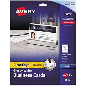 Avery Clean Edge Business Card - 2" x 3.5" - Glossy - 200 / Pack - White