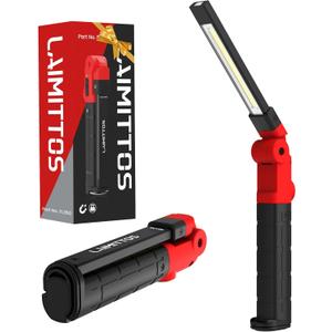 Rechargeable Work Light 2200mAh Magnetic LED Work Light Flashlight Mechanic Light Tool for Men Him, Foldable Lamp with Hook for Car Repair Emergency BBQ Grill