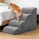 NEWBULIG 4-Step Dog Stairs, 20" H Dog Steps for Sofa and Chair, Non-Slip Sturdy Pet Steps for Small Dogs and Cats, Pet Ramp for High Bed Indoor
