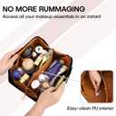 Large Capacity Travel Cosmetic Bag - Portable Makeup Bags for Women Waterproof PU Leather Checkered Makeup Organizer Bag with Dividers and Handle,Toiletry Bag for Cosmetics (EXP 12/31/26)
