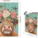 Great Jigsaw Puzzles for Adults 300 Pieces Rustic Highland Cow with Hummingbirds and Blossoms Puzzles for Adults Toys Gift Family Decoration Kids Puzzle, 15x10