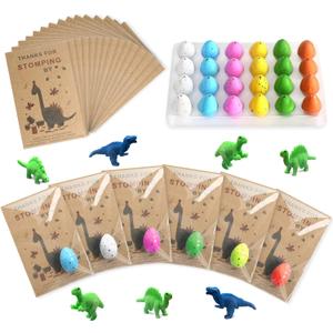 Dinosaur Party Favors Funny Mini Dinosaur Toys Dinosaur Birthday Party Supplies 24 Pack Dino Eggs and 24 Hatching Card Bulk Gifts Novelty Birthday Party Decorations for Kids Boys Girls Toddler