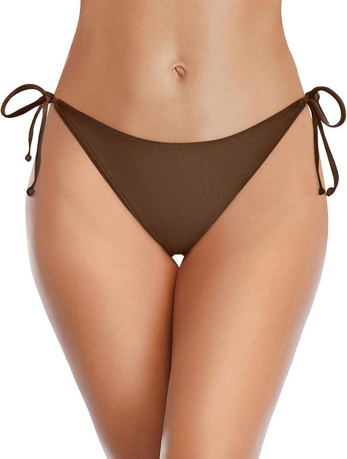 Holipick Bikini Bottoms for Women String Bathing Suit Bottom with Moderate Coverage Low Waist Swim Bottom S