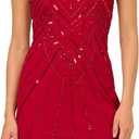 Adrianna Papell Women's Bead Mock Halter Dress (Red) 6