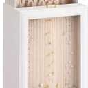 Huquary 3 Layer Vertical Necklace Holder Organizer Box 12.6" x 7.9" x 5", 30 Hooks PU Necklace Storage Box with Clear Lid Necklaces Display Case for Jewelry Organizer Storage Women Gift(White)