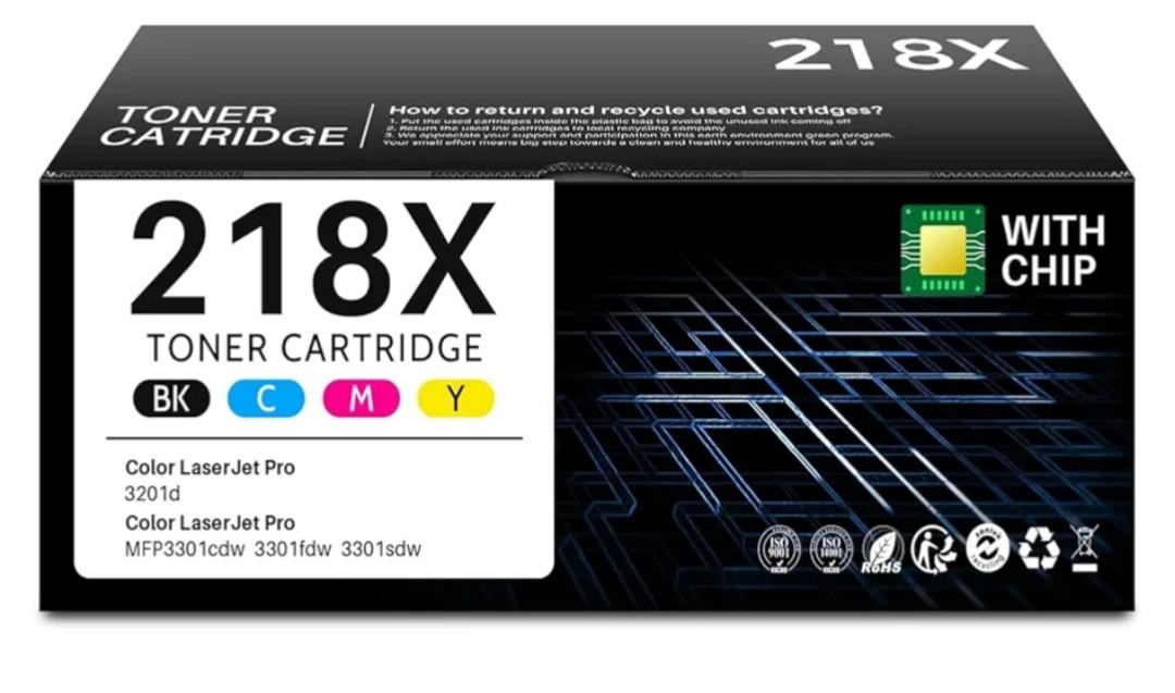INK4U 218X Toner Cartridges 4 Pack (with Chip) Compatible Replacement for HP 218 218X W2180X 218A W2180A hp218x for HP Color LaserJet Pro MFP 3301sdw Toner 3201dw 3301fdw 3301cdw 3301 Toner (B/C/M/Y)
