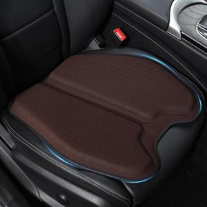 Soft Thin Gel Seat Cushion for Car Seat, Office Chair, Wheelchair, Stadium - Non-Slip Car Seat Cushions with 1 Inch Gel - Sciatica & Tailbone Pain Relief (Brown)