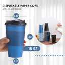 SIUQ 500 Pack 16 oz Disposable Coffee Cups with Lids and Sleeves, To Go Paper Cups, Hot & Cold Drinking Cups for Tea, Coffee, Water, Hot Chocolate, Paper Coffee Cups Ideal for Home,Cafes,Store