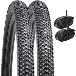 YUNSCM 26" Mountain Bike Tires 26x2.10/52-559 and 26" Bike Tubes Schrader Valve Compatible with Off Road Bike 26x2.0 26 x 2.10 26x2.125 Bicycle Tires and Tubes (Y-1088)