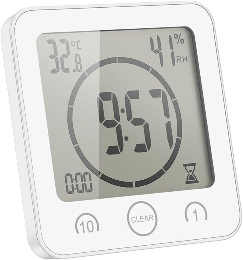 AOZBZ Shower Wall Clock, Digital Kitchen Timer with Alarm, Waterproof Touch Screen Timer, Temperature Humidity Display with Suction Cup Hanging Hole (White)