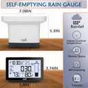 Digital Rain Gauge Outdoor with Thermometer, Self-Emptying Wireless Rain Gauges Outdoors Best Rated, High Precision Electronic Remote Rain Collector, Freeze Proof Automatic Rain Measure Gauge for Yard