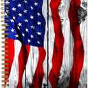 Spiral Journal Notebook,A5 Hardcover Lined Journals for Women Girl 6 x 8.3 in,120 Pages Thick Paper,Cute College Ruled Writing Notebook for Gifts Office Work School(Old Wood American Flag)